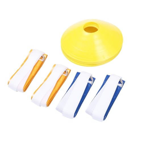 BCOATH 8-Pack Boys and Girls Flag Football Waist Belt Set American Football Training Accessory Rugby Training Webbing 2 White 2 with Flags Yellow Plate Cone Markers