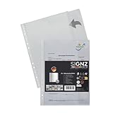 SIGNZ Prospekthüllen MIT KLAPPE (DIN A4, SEITLICH OFFEN, extra starke 120 my, 10 Stück, genarbt, CO2-neutral hergestellt, made in Germany