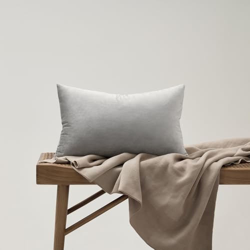 Image of GIGIZAZA Gold Velvet Decorative Throw Pillow Covers for Sofa Bed 2 Pack Soft Cushion Cover (Silver Grey, 12 x 20- Set of 2)