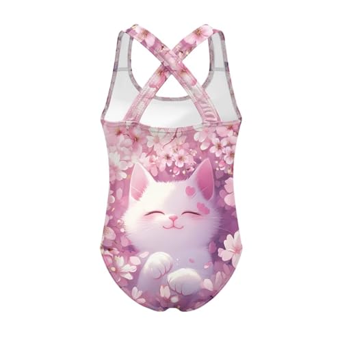 Image of Girls One Piece Swimsuits Axolotl Cross Back Swimwear Beach Summer Quick Dry Beach Bathing Suit