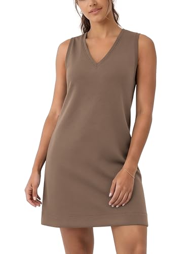 ODODOS Modal Soft V-Neck Tank Dress for Women Sleeveless Sundress