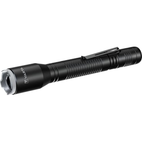 VARTA Taschenlampe LED inkl. 2x AA Batterien, Aluminium Light F20 Pro Leuchte, Lampe mit drei Leuchtmodi, Taschenleuchte mit Aluminiumgehäuse, texturiertem Griff, stoßfest