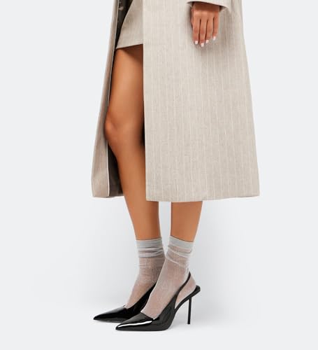 Slingback Heels for Women Pointed Toe Stiletto High Heels Stretch Slip on Backless Patent Leather Fashion Comfortable Dress Pumps Shoes4