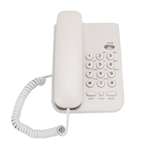 Cocoarm Corded Wall Mount Phone No Battery Required Landline for Home Office Hotel UK Telephone Line White Color