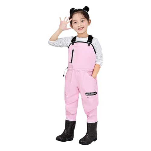 Kids Rain Bib Pants Toddler Waterproof Thickened Suspender Dirty Proof Rain Wear for Boys Girls Lightweight Rainwear