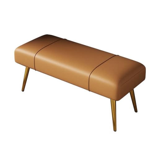 Długa Ławka Na Koniec Łóżka Tapicerowana Ławka Do Przedpokoju Do Zmiany Butów, Nowoczesna Otomana Z Wyściełanym Siedziskiem I Metalową(Orange,80cm)