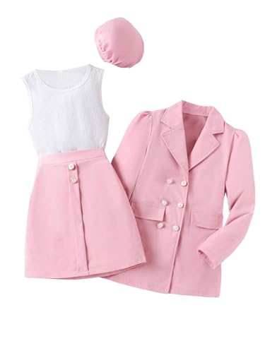 Milumia Girl's 4 Piece Outfits Knit Top Mini Skirt and