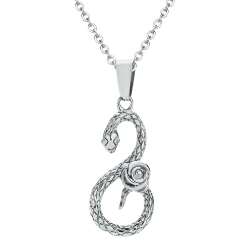 Bijoux minimalistes collier pendentif serpent floral acier inoxydable femme or