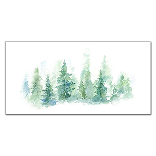 Photo sur verre acrylique forêt aquarelle pour salon lumineux 100x50cm