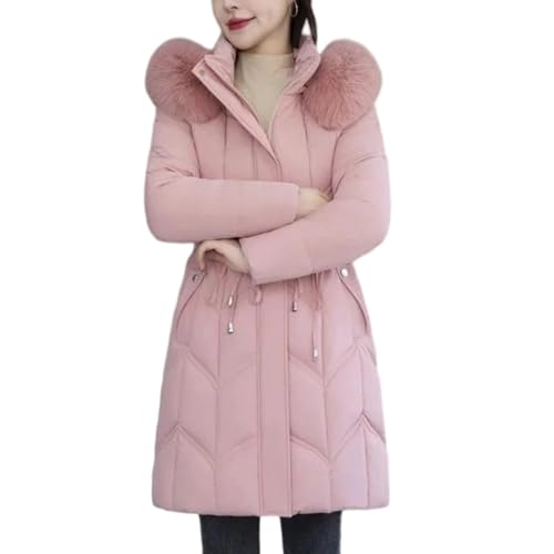 Parka de invierno cálida con capucha para mujer, abrigo grueso negro acolchado de algodón para mujer, Pnnrk, S