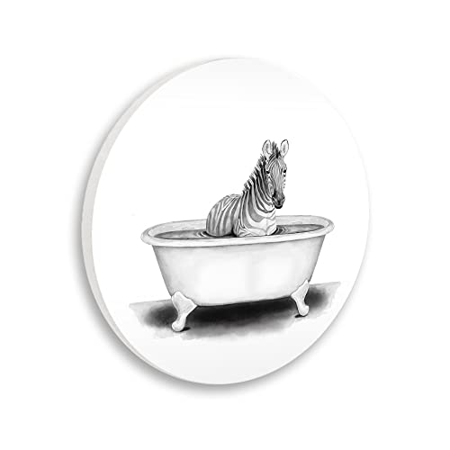 'Zebra In A Tub Funny Animal Bathroom Drawing'| Wall Plaque Art