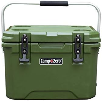 CAMP-ZERO 20L Premium Cooler/Ice Chest with Carry Handle and 4 Molded-in Cup Holders | Dark Green