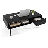 mobile stile vintage # Design multiuso # Oltre a servire come tavolino da caffè, si può usare come mobile per TV perché ha una grande capacità di carico con un massimo di 50 kg e il ripiano inferiore è aperto e perfetto per riporre il lettore DVD. In più, si può usare come una consolle per esporre piante, foto o pitture.