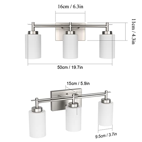 Image of Aipsun Brushed Nickel Bathroom Vanity Light Vintage Bathroom Vanity Lighting Fixtures 3 Lights Industrial Wall Light (Exclude Bulb)