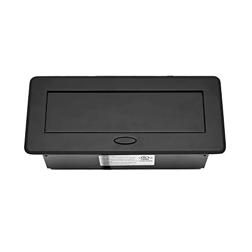 Ul Listed Power Strip, Kungfuking Pop Up Power Cover Box Desktop Socket With Dual Usb Charging Ports, Stainless Steel Receptacle Outlet For Conference Room Countertop (Black) #TOP2