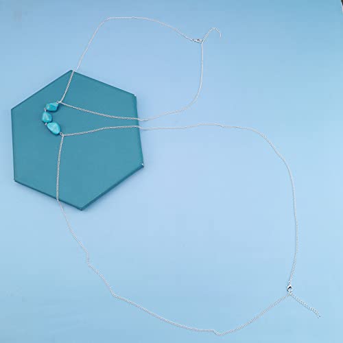 Iaceble Bohemia Turquoise Body Chain Crossover Bikini Chain Waist Chain Silver Cross Belly Chain Necklace Beach Beaded Bra Chain Waist Chain Jewelry For Women And Girls #TOP3