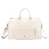 Reisetasche Victop Sport Turnbeutel PU Leder Wasserdicht Wochenendtasche Übernachtung Tasche 35L Große Duffle Holdall Tasche für Damen Herren mit verstellbarem Schultergurt (Weiß)