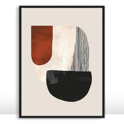 Moonow7 Abstract Earthy Elegance Wall Art Poster, Geometric Modern Print