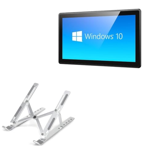 BoxWave Stand and Mount Compatible with Emdoor EM-PPC15S Pro - Compact QuickSwitch Laptop Stand, Portable Multi Angle Viewing Foldable Riser - Metallic Silver