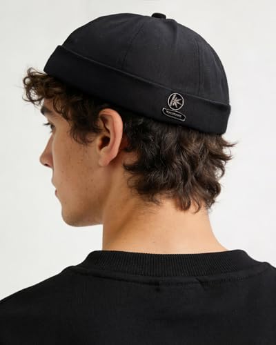 Image of CLAPE Beanie Docker Cap Mens Brimless Hats Sailor Fisherman No Visor Cap Rolled Cuff Harbour Hat Casual Skull Caps