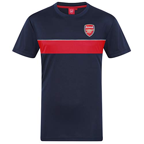 Arsenal FC - Herren Trainingstrikot aus Polyester - Offizielles Merchandise - Geschenk für Fußballfans - Marineblau mit rotem Streifen - 2XL