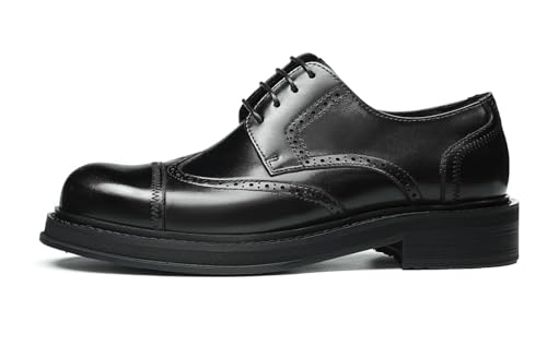 Santimon Men's Wingtip Brogue Oxfords Dress Shoes -Genuine Leather Lace-Up Derby for Work, Wedding & Business Casual with Comfort Cushioned Insole, Non-Slip Rubber Outsole2