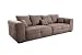 Produktbild Cavadore Big Sofa Mavericco / Große Couch im modernen Design in Lederoptik / Inklusive Rückenkissen und Zierkissen / 287 x 69 x 108 cm (BxHxT) / Mikrofaser Hellbraun