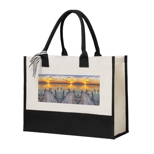 Liulannq Wild Goose By The Bridge - Bolso elegante para mujer, con costuras de lona