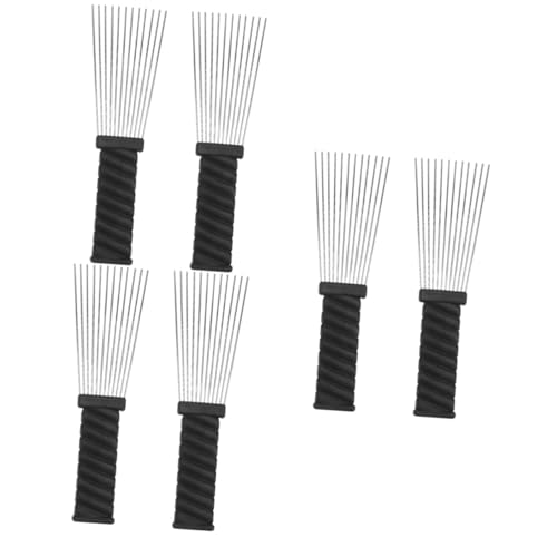 MUSISALY 6個 ヘアスタイリングツール ほぐす メンズヘアブラシ かつら編組コーム 三つ編みアクセサリー 巻き毛用のくしを選ぶ サロン櫛 ヘアカットコーム 鋼針櫛 理髪櫛 Black