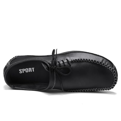 YYSPR Men's Genuine Leather Lace Up Fashion Loafers Sneakers Casual Walking Driving Shoes3