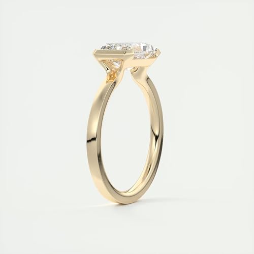 1-2-3-4-5 Carat Radiant Cut VVS1-2 D/E/F Color IGI Certified Lab Grown Diamond East West Radiant Half Bezel Solitaire Engagement Ring For Women4