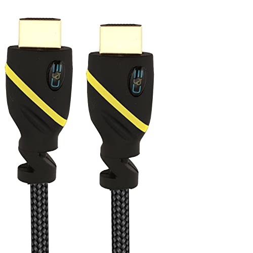 C & E Gold-Plated MESH High-Speed HDMI Cable with ARC (6 Feet) Supports Ethernet 1.4V, 3D, 4K video,1080P, (Black/YELLOW)