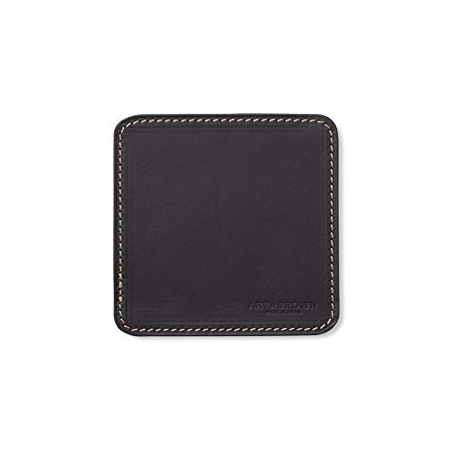 スタンプパッド レザーパッド 印鑑マット 本革 レザー ビジネス オフィス文具 文房具 事務用品 ブラック 黒 (アートブラウン)ARTBROWN