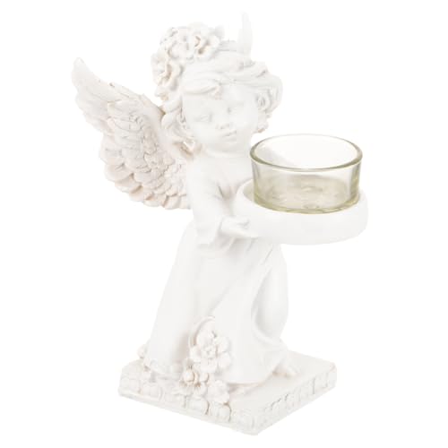 HOMOCONO Portavelas de Resina Ángel con Alas Soporte Decorativo para Velas para Decoración de Mesas Fiestas y Hogar