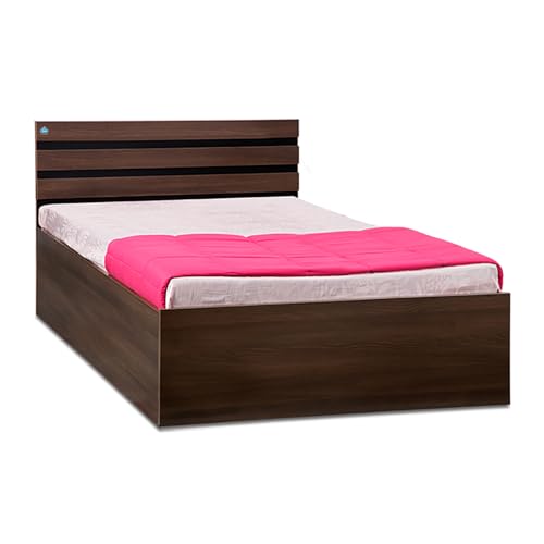 Image of DELITE KOM | 1 Year Warranty | Single Bed, Cocoa Engineered Wood Bed with Box Storage, Wooden Bed (77x37 Inches) | Installation Included | Dual Tone Color - Acacia Dark & Flowery Wenge