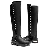 DADAWEN Girl's Waterproof Side Zipper Knee High Riding Boots (Toddler/Little Kid/Big Kid) Black US Size 11.5 M Little Kid