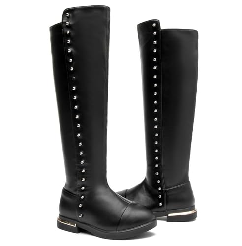 DADAWEN Girl's Waterproof Side Zipper Knee High Riding Boots (Toddler/Little Kid/Big Kid)