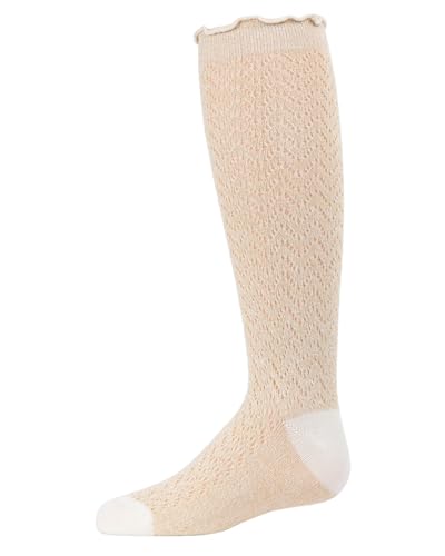 MeMoi Girls Open Work Shimmer Cotton Blend Knee High Socks3