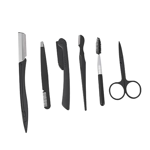 TOVINANNA Elegant Eyebrow Shaping Kit 6-Piece Set Folding Razor Comb Brush Scissors Travel-Friendly
