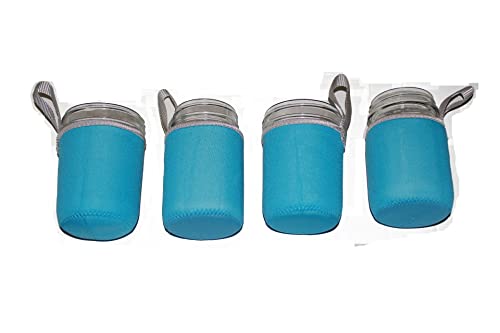 Image of Masun Shine Mason jar Sleeve Wide, and regular mouth Pint jars (Light Blue 4 Pack)