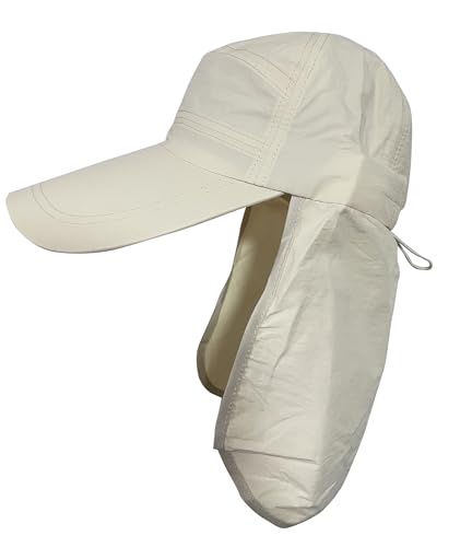 Gorra Nuca para Hombre y Mujer, Gorras y Sombreros Protección UV, Gorras de béisbol con Cubierta de Cuello Plegable y Secado Rápido, Talla única (FR/ES, Letras, Talla única, Beige 2)