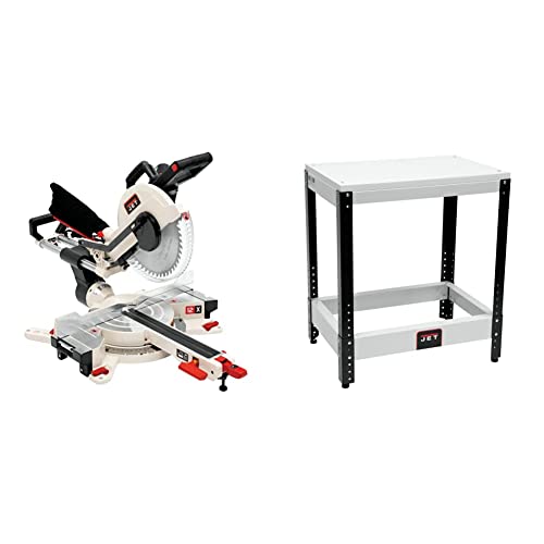 Image of JET JMS-12X, 12-Inch Sliding Dual-Bevel Compound Miter Saw (707212) and Universal Benchtop Machine Table (728100)