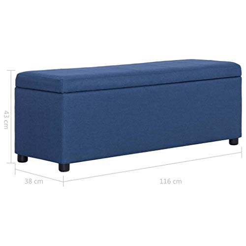 Banc avec compartiment de rangement en polyester rembourré bleu de finition supérieure - 3