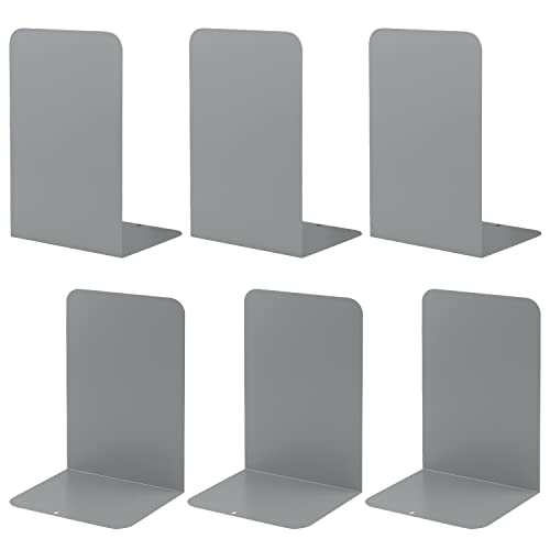 Honagu Book Ends, Bookends For Shelves, Home, Office, Metal Book Stopper For Books, Metal Bookend Supports, Modern Minimalist Style Decorative Bookend, Grey(3Pairs/6Pcs) #TOP4