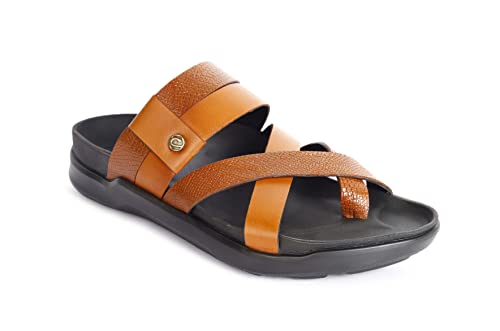 Image of COPPER Men's Genuine Leather Slipper - Flat Chappal cum Thong Sandal - For Daily Use Outdoor Indoor Formal Office Home Ethnic Casual Wear