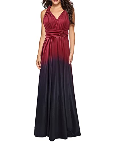 Image of Sexyshine Women's Backless Gown Dress Convertible Multi-Way Wrap Halter Cocktail Dress Bandage Bridesmaid Long Dresses