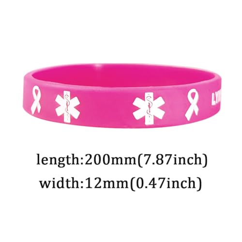Lymphedema Alert Bracelet Breast Cancer Pink Ribbon no bp no Needles Lymphedema ID Rubber Wristbands Medical Alert Bracelets with Medical Wallet Insert Card2
