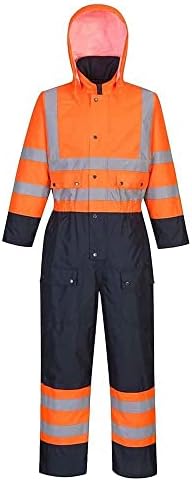 Portwest Hi-Vis Contrast Coverall - Lined, Size: XL, Colour: Orange/Navy, S485ONRXL