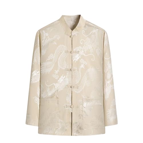 Costume d'été pour homme style chinois en beige décontracté M