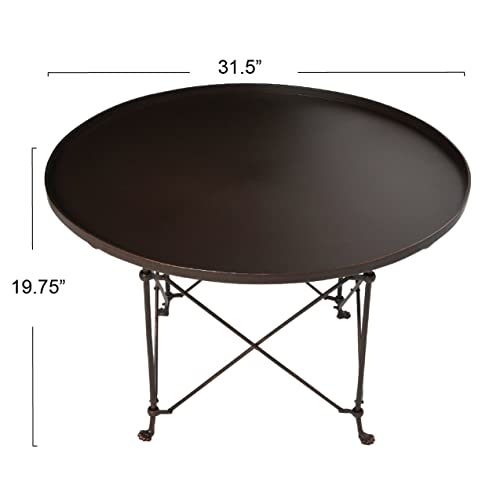 Creative Co-Op EC1377 Tray-Style Round Metal Coffee Table,Bronze thumb #2